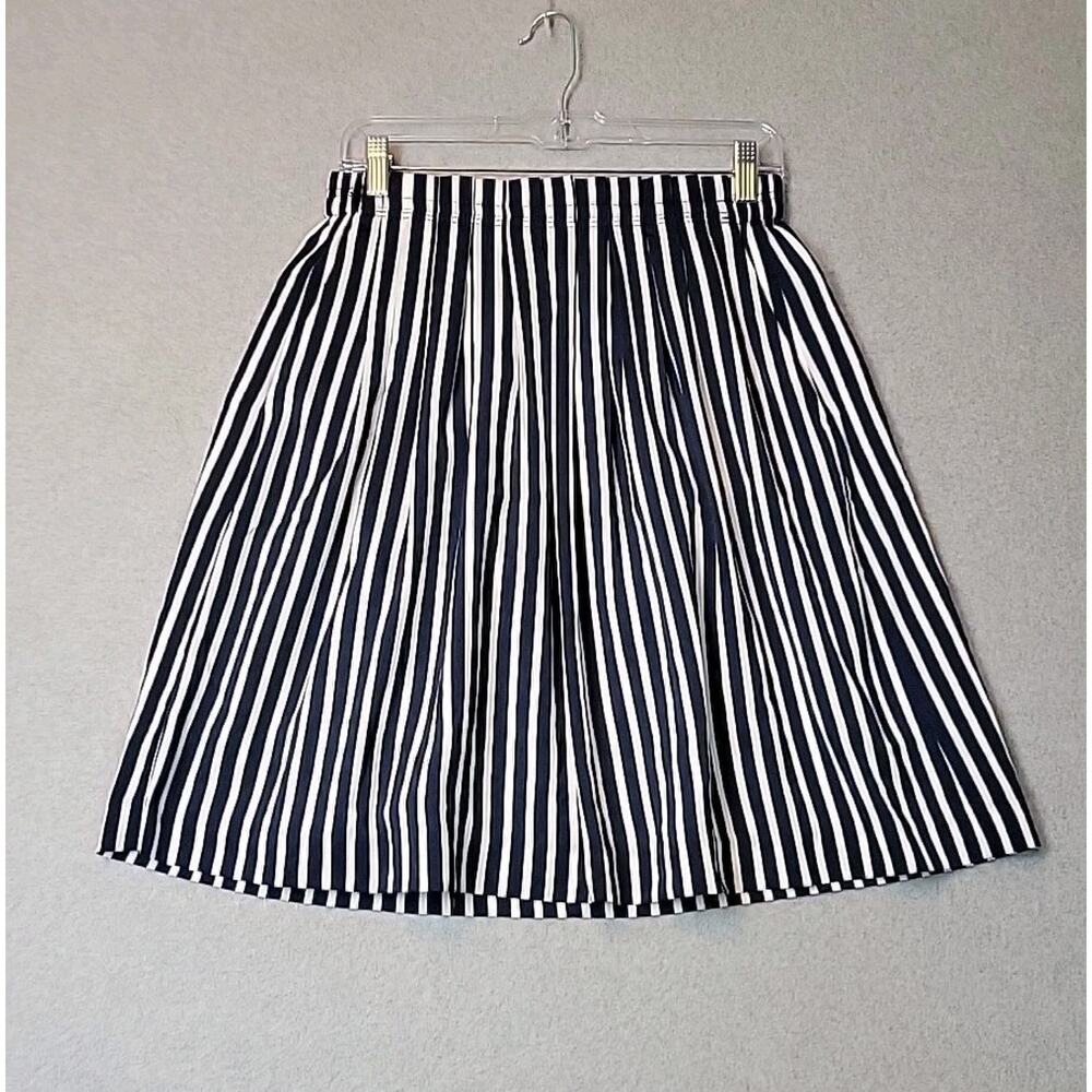 J.CREW Mercantile Navy White Striped Pull On A Line Skirt Women's 6 Pockets